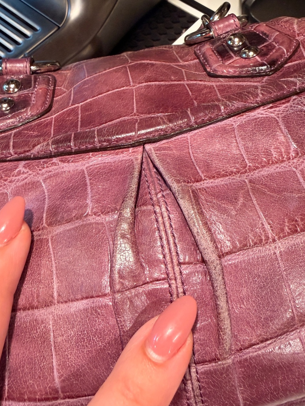 Coach 2010 Madison Audrey Purple Croc Embossed Leather Satchel Bag - Picture 11 of 13